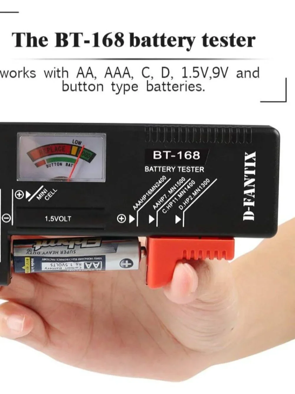 No-Battery Required Battery Tester for All Common Household Batteries - BT-168